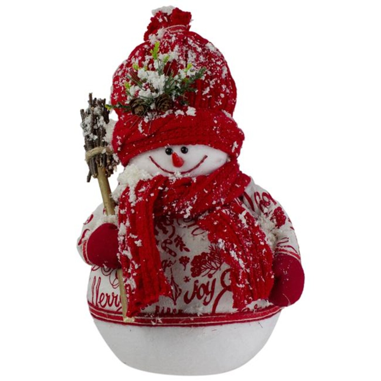 NorthLight 34314942 12.25 in. Standing Snowman Table Top Christmas Figure with Broom, Red &#x26; White